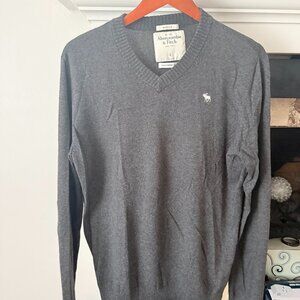 Abercrombie & Fitch Charcoal Grey Muscle Fit Cashmere Blend V-Neck - L